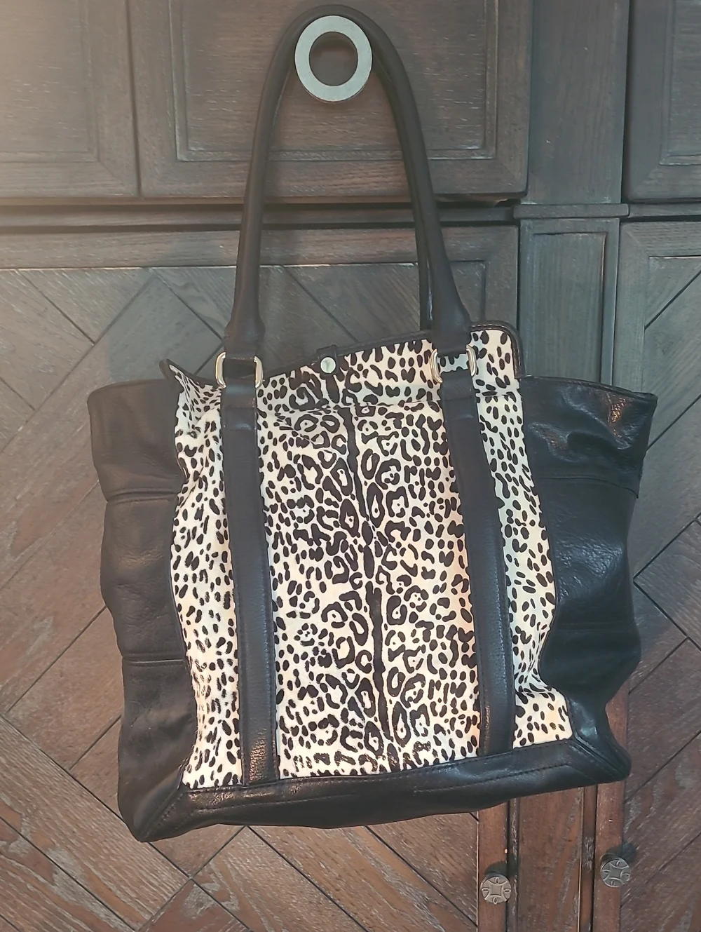Kelsi Dagger Leather Bag. Black Leather With Cow Fur Front.